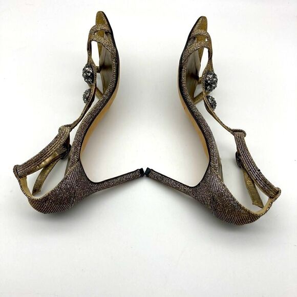Manolo Blahnik Dixie Metallic T-Strap  Heels Sandals Size 35,5 Made in Italy - Picture 9 of 14